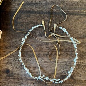 Elegant Gold and White Beaded Hairband